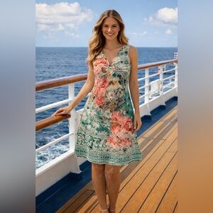 Kiara Pink and Green A-Line Resort Sundress